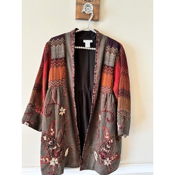 Soft Surroundings Sweaters - Soft Surroundings Size Medium Izmir Wool Floral Boho Embroidered Cardigan